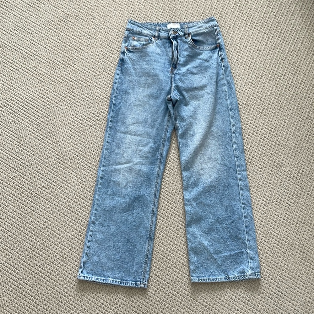 HM high-waist wide leg jeans